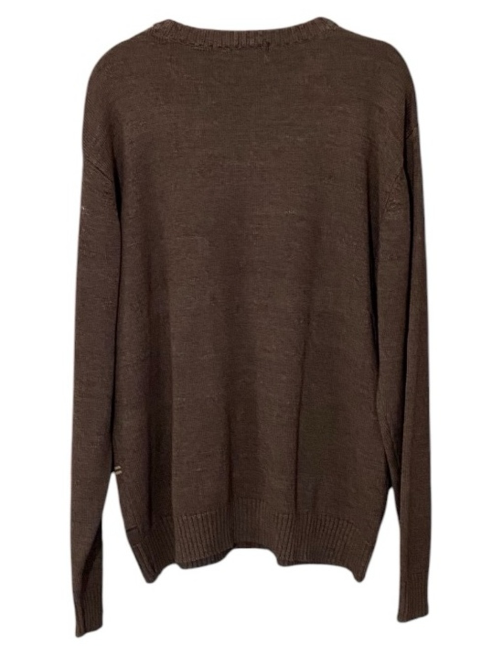 Oscar de la Renta Chocolate Brown Windowpane Sweater XL Preppy Old Money Grandpa - Picture 4 of 8